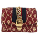 GUCCI GG Canvas Sylvie Sherry Line Chain Bag Leather Red 494646 Auth BAZ806A-2