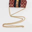GUCCI GG Canvas Sylvie Sherry Line Chain Bag Leather Red 494646 Auth BAZ806A-7