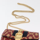 GUCCI GG Canvas Sylvie Sherry Line Chain Bag Leather Red 494646 Auth BAZ806A-8