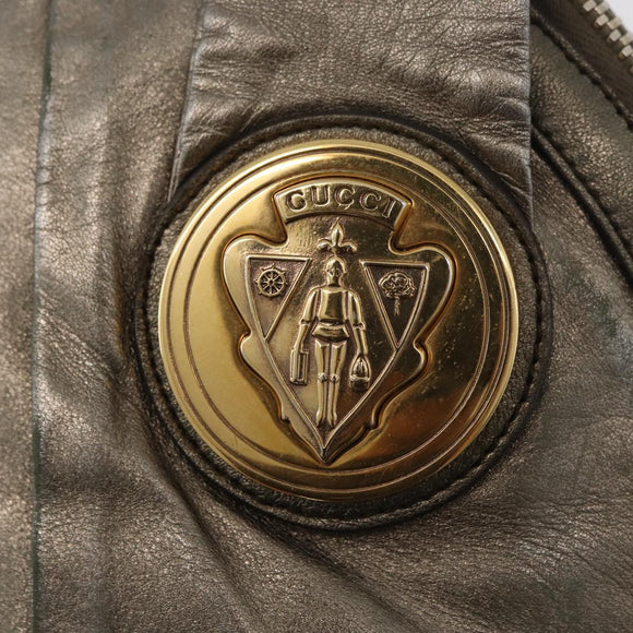 GUCCI Histeria Tote Bag Leather Silver 197019 Auth BAZ809