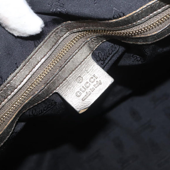 GUCCI Histeria Tote Bag Leather Silver 197019 Auth BAZ809