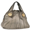 GUCCI Histeria Tote Bag Leather Silver 197019 Auth BAZ809-1