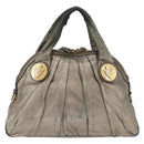 GUCCI Histeria Tote Bag Leather Silver 197019 Auth BAZ809-2