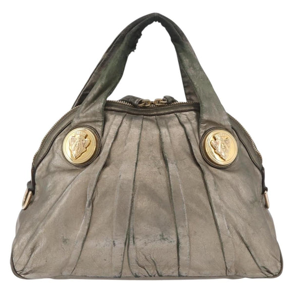 GUCCI Histeria Tote Bag Leather Silver 197019 Auth BAZ809