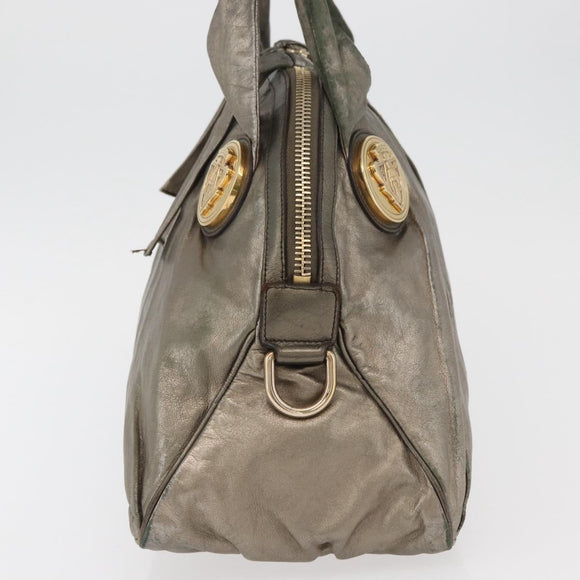 GUCCI Histeria Tote Bag Leather Silver 197019 Auth BAZ809