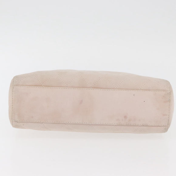CHANEL Hand Bag Suede Pink Gold CC Auth BAZ810A