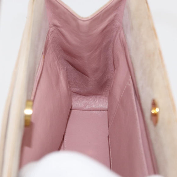 CHANEL Hand Bag Suede Pink Gold CC Auth BAZ810A