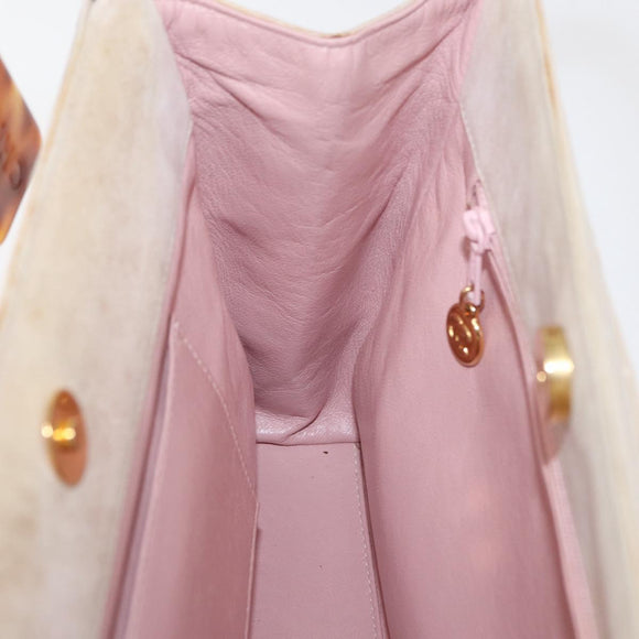 CHANEL Hand Bag Suede Pink Gold CC Auth BAZ810A