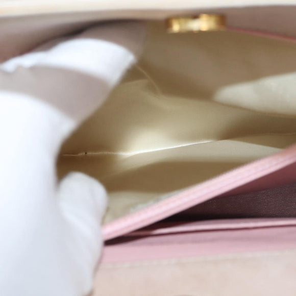 CHANEL Hand Bag Suede Pink Gold CC Auth BAZ810A