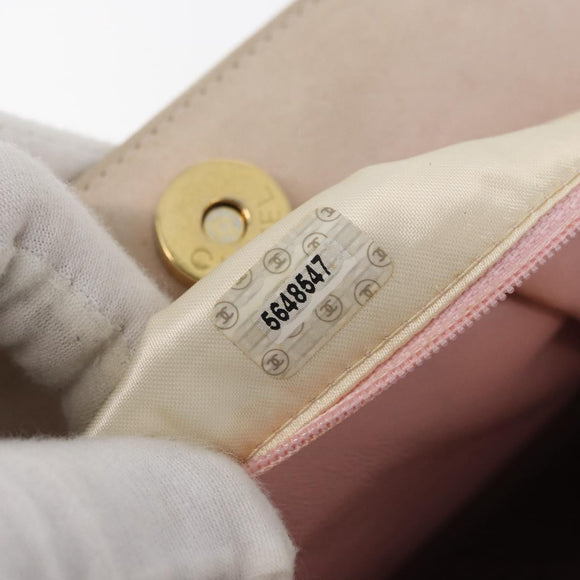 CHANEL Hand Bag Suede Pink Gold CC Auth BAZ810A