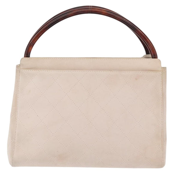 CHANEL Hand Bag Suede Pink Gold CC Auth BAZ810A