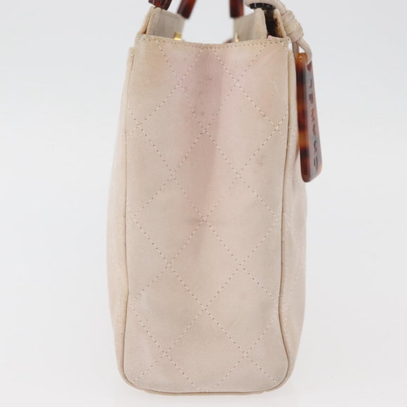 CHANEL Hand Bag Suede Pink Gold CC Auth BAZ810A