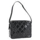 CHANEL Bicolore Shoulder Bag Patent leather Black Silver CC Auth BAZ811A-1