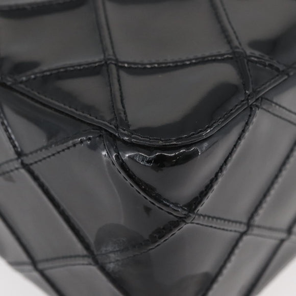 CHANEL Bicolore Shoulder Bag Patent leather Black Silver CC Auth BAZ811A