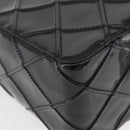 CHANEL Bicolore Shoulder Bag Patent leather Black Silver CC Auth BAZ811A-17