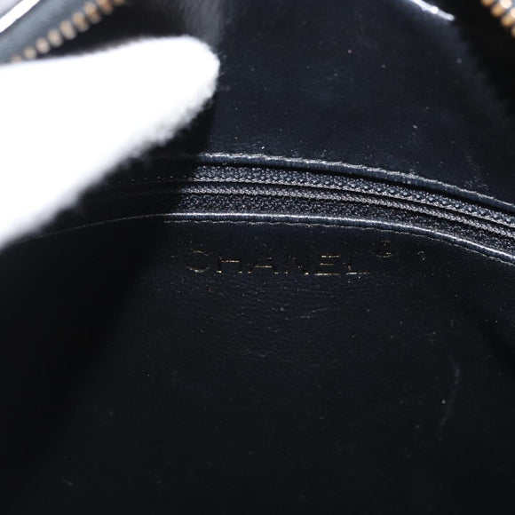 CHANEL Bicolore Shoulder Bag Patent leather Black Silver CC Auth BAZ811A