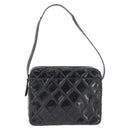 CHANEL Bicolore Shoulder Bag Patent leather Black Silver CC Auth BAZ811A-13