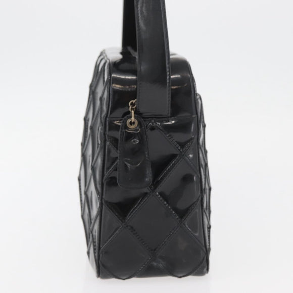 CHANEL Bicolore Shoulder Bag Patent leather Black Silver CC Auth BAZ811A