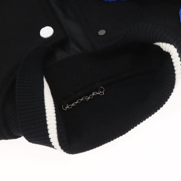 LOUIS VUITTON Puppet Baseball Jacket Wool Black 1A8PML LV Auth BAZ826SM