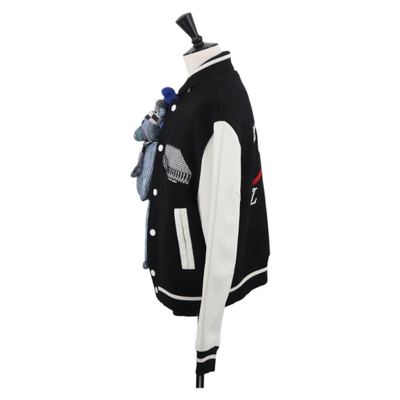 LOUIS VUITTON Puppet Baseball Jacket Wool Black 1A8PML LV Auth BAZ826SM