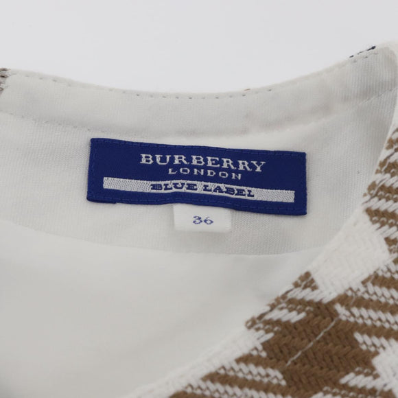 BURBERRY Nova Check Sleeveless Dress Shirt Cotton White Auth BAZ832A