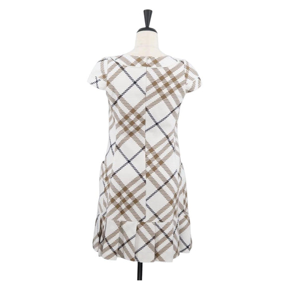 BURBERRY Nova Check Sleeveless Dress Shirt Cotton White Auth BAZ832A