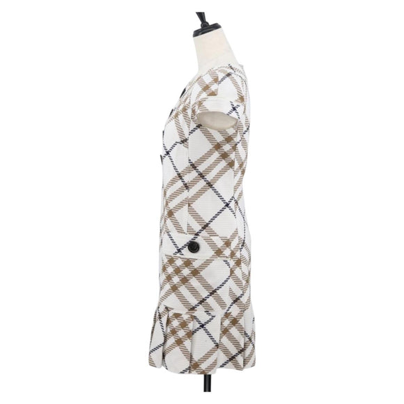 BURBERRY Nova Check Sleeveless Dress Shirt Cotton White Auth BAZ832A