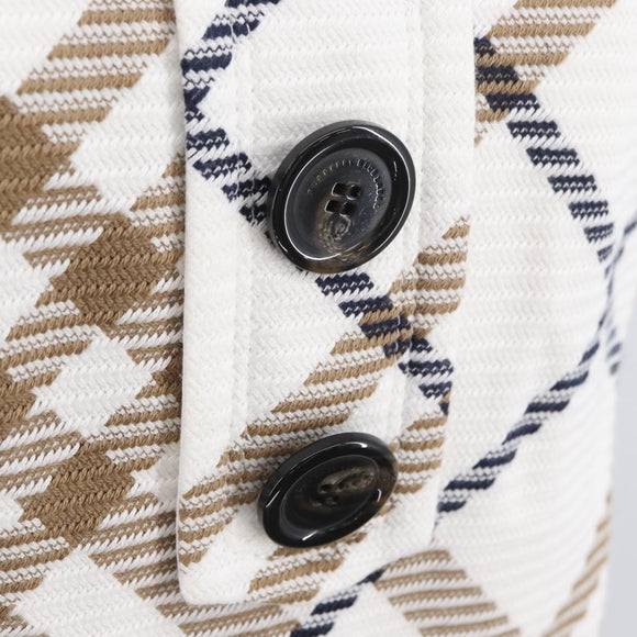 BURBERRY Nova Check Sleeveless Dress Shirt Cotton White Auth BAZ832A