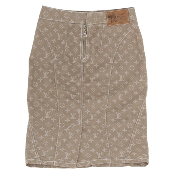 LOUIS VUITTON Monogram Denim skirt Beige LV Auth BAZ833SAM