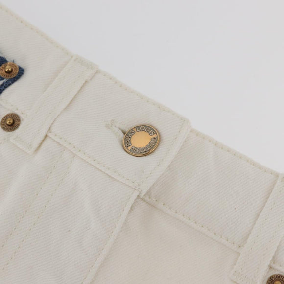 LOUIS VUITTON Monogram Denim Skirt White LV Auth BAZ834M