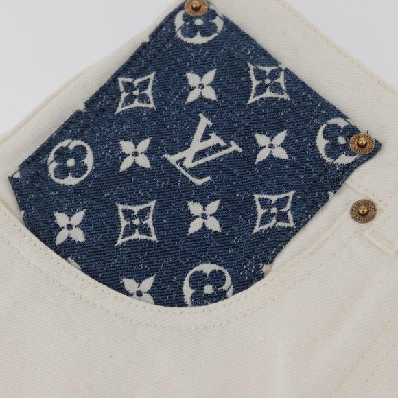 LOUIS VUITTON Monogram Denim Skirt White LV Auth BAZ834M