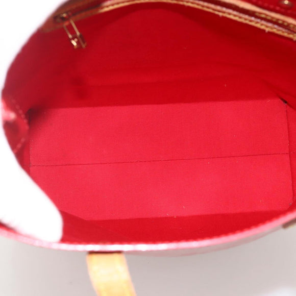 LOUIS VUITTON Monogram Vernis Reade MM Hand Bag Red Rouge M91086 LV Auth BAZ846