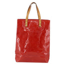 LOUIS VUITTON Monogram Vernis Reade MM Hand Bag Red Rouge M91086 LV Auth BAZ846-3