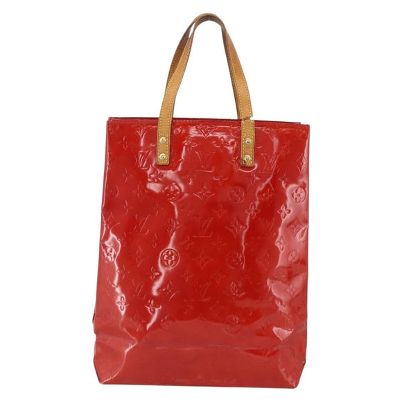 LOUIS VUITTON Monogram Vernis Reade MM Hand Bag Red Rouge M91086 LV Auth BAZ846