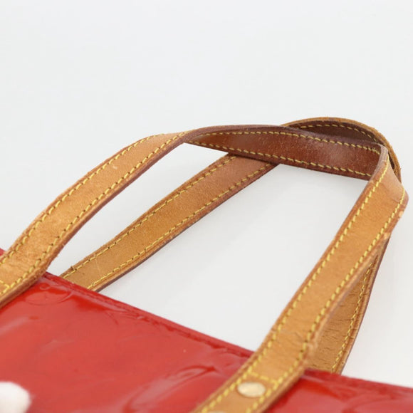 LOUIS VUITTON Monogram Vernis Reade MM Hand Bag Red Rouge M91086 LV Auth BAZ846