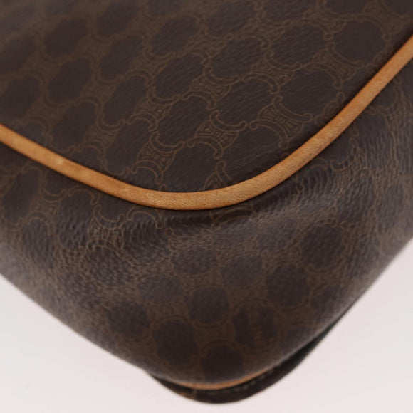 CELINE Macadam Canvas Shoulder Bag PVC Leather Brown Gold Auth BAZ855