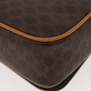 CELINE Macadam Canvas Shoulder Bag PVC Leather Brown Gold Auth BAZ855-16