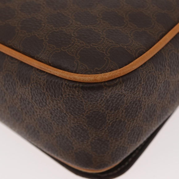 CELINE Macadam Canvas Shoulder Bag PVC Leather Brown Gold Auth BAZ855