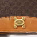 CELINE Macadam Canvas Shoulder Bag PVC Leather Brown Gold Auth BAZ855-10