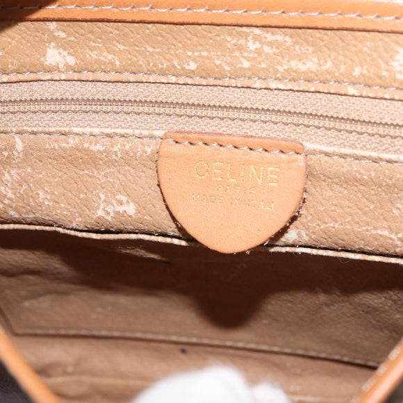 CELINE Macadam Canvas Shoulder Bag PVC Leather Brown Gold Auth BAZ855