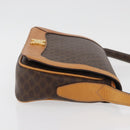 CELINE Macadam Canvas Shoulder Bag PVC Leather Brown Gold Auth BAZ855-3