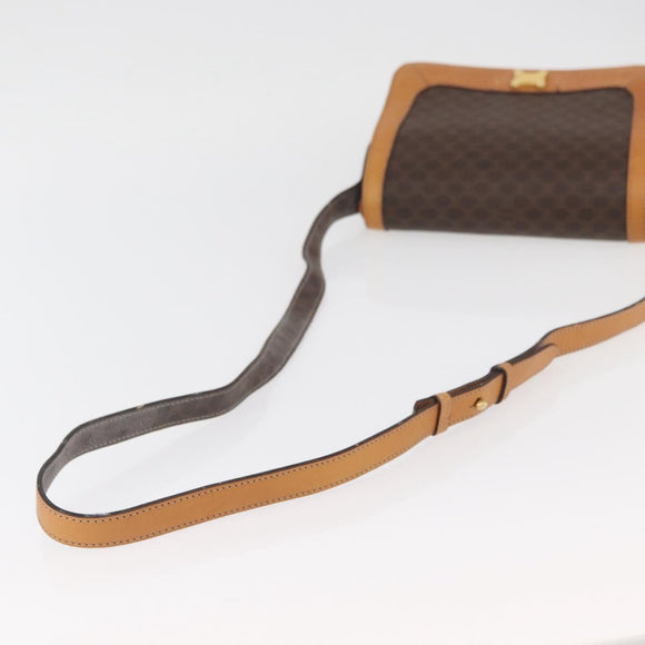 CELINE Macadam Canvas Shoulder Bag PVC Leather Brown Gold Auth BAZ855