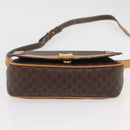 CELINE Macadam Canvas Shoulder Bag PVC Leather Brown Gold Auth BAZ855-5