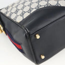 GUCCI GG Supreme Sherry Line Shoulder Bag PVC Navy Gold Red Auth BAZ856-14