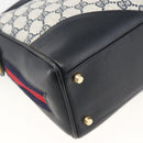 GUCCI GG Supreme Sherry Line Shoulder Bag PVC Navy Gold Red Auth BAZ856-16