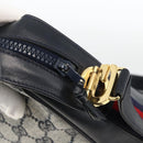 GUCCI GG Supreme Sherry Line Shoulder Bag PVC Navy Gold Red Auth BAZ856-10