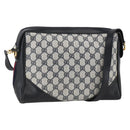 GUCCI GG Supreme Sherry Line Shoulder Bag PVC Navy Gold Red Auth BAZ856-1