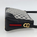 GUCCI GG Supreme Sherry Line Shoulder Bag PVC Navy Gold Red Auth BAZ856-4