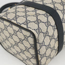 GUCCI GG Supreme Sherry Line Boston Bag PVC Navy Gold Red 40 02 006 Auth BAZ857-14