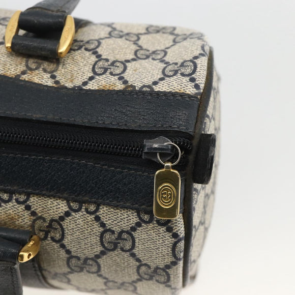 GUCCI GG Supreme Sherry Line Boston Bag PVC Navy Gold Red 40 02 006 Auth BAZ857